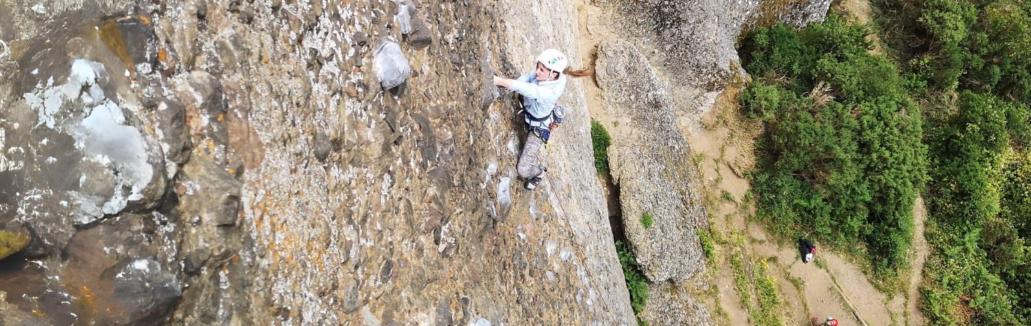 Young girl sport climbing