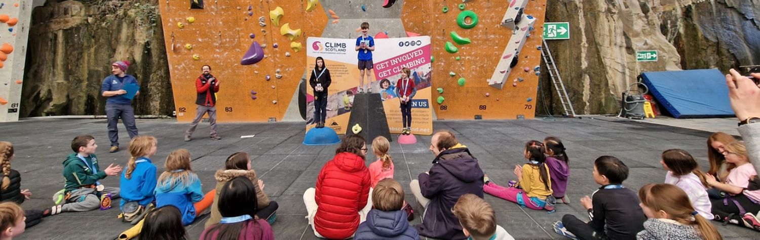Young climbers on podium