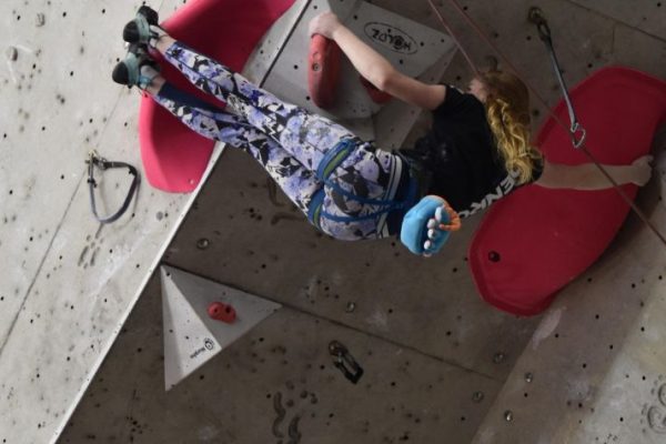 Scottish Youth Climbing Championships 5 Young climber toe hooking