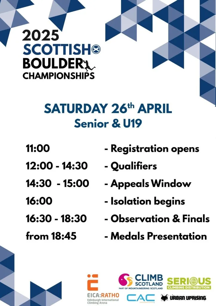 Scottish Boulder Championships 2 SBC Schedule Sat