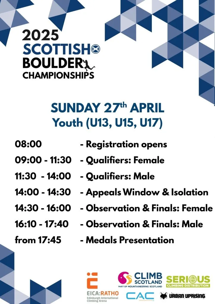 Scottish Boulder Championships 3 SBC Schedule Sun